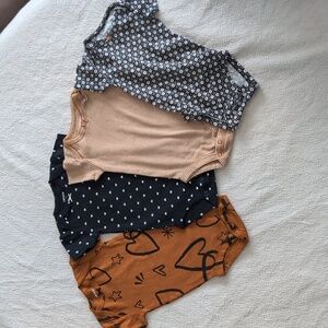Bundle 4 Short Sleeve Onesies Girls 6 Months